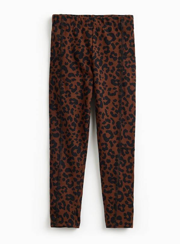 Brown Animal Print Jersey Leggings 13 years